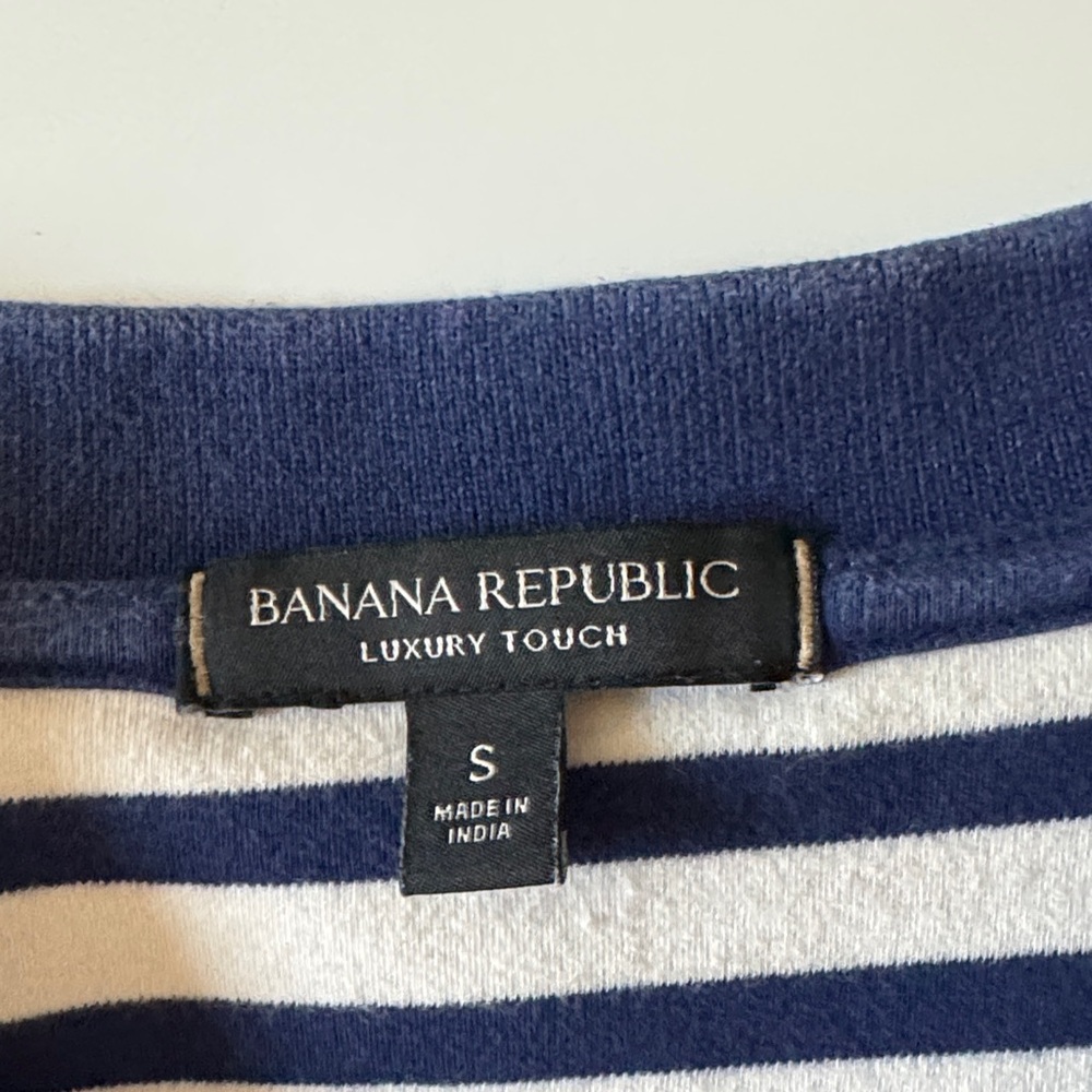 Banana Republic Navy and White Striped Polo - Picture 2 of 4